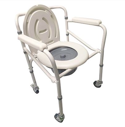 SILLA SANITARIA PINTURA ELECTROESTATICA CON RODACHINES IMPOR