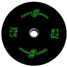 DISCO OLIMPICO 25 LBS 2&quot; EN CAUCHO NEGRO/VERDE SPORT FITNESS