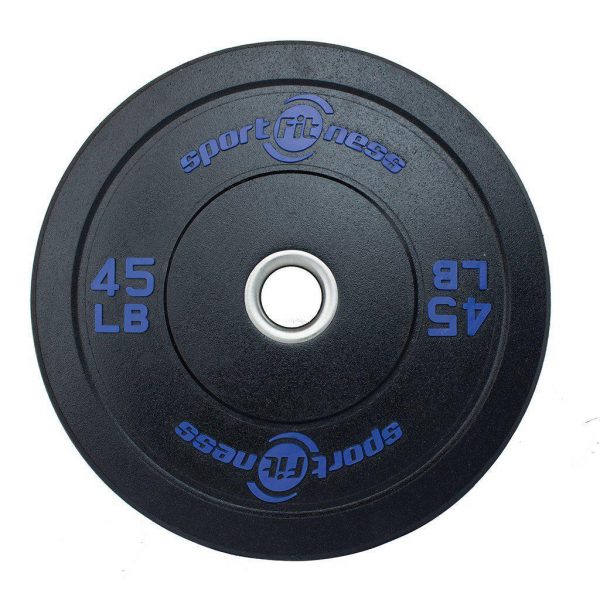 DISCO OLIMPICO 45 LBS 2&quot; EN CAUCHO NEGRO/AZUL SPORT FITNESS