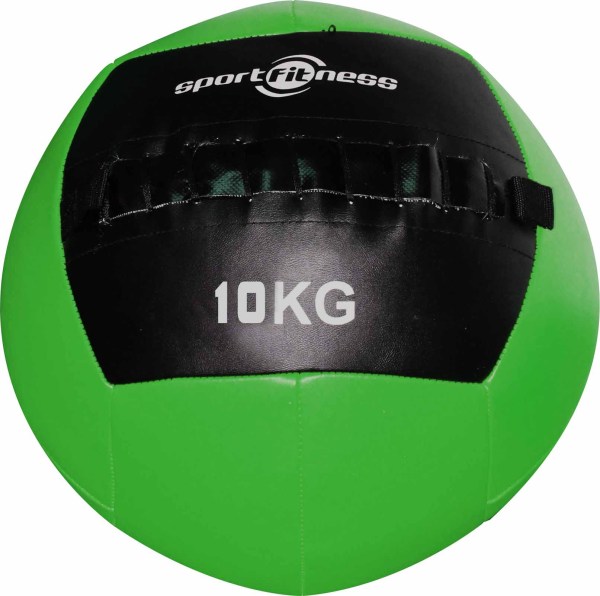 BALON DE PESO 10KG CUERO SINTETICO VERDE/NEGRO SPORT FITNESS