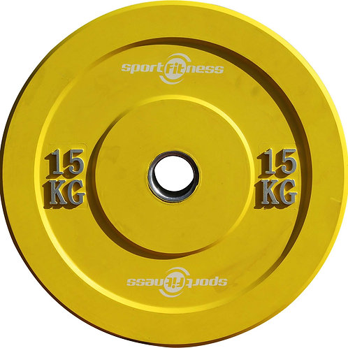 DISCO OLIMPICO 15 KG EN CAUCHO AMARILLO SPORT FITNESS Ref: 071402