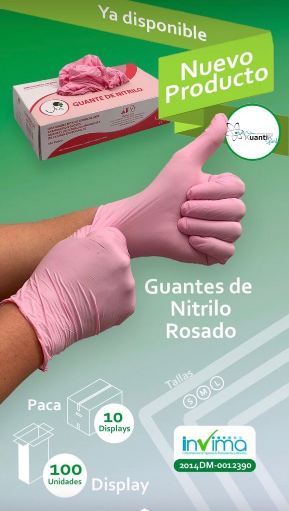 GUANTE NITRILO FUCSIA UKAINT T:S CAJA X 100 UNIDADES