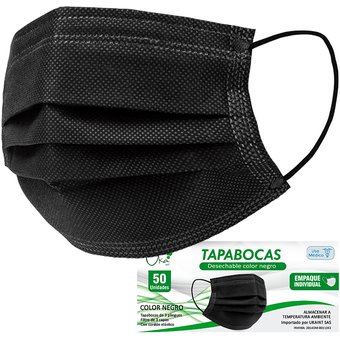 TAPABOCAS EMPAQUE INDIVIDUAL NEGRO UKAINT