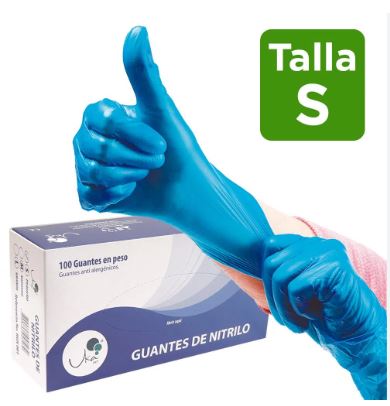 GUANTE NITRILO AZUL UKAINT T:S CAJA X 100 UNIDADES