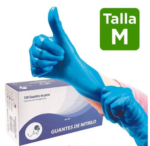 GUANTE NITRILO AZUL UKAINT T:M CAJA X 100 UNIDADES