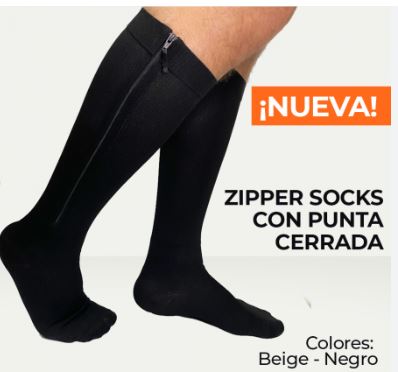 COMPRESION MEDIA 15-20 RODILLA PUNTERA CON CIERRE, NEGRO T:XL MEDI VARIC