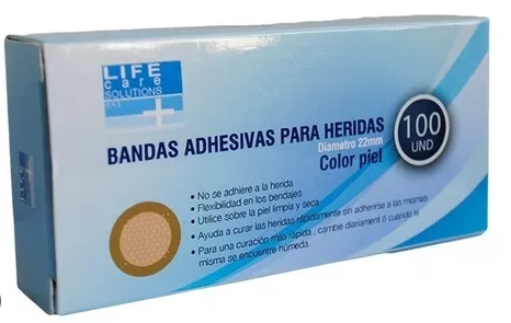 CURA BANDA ADHESIVA PARA HERIDAS REDONDA CAJA X100 LIFE CARE