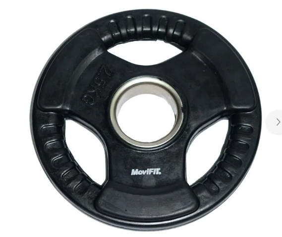 DISCO OLIMPICO 2&quot; ENCAUCHETADO NEGRO, 3 AGARRES MOVIFIT 2,5 KG