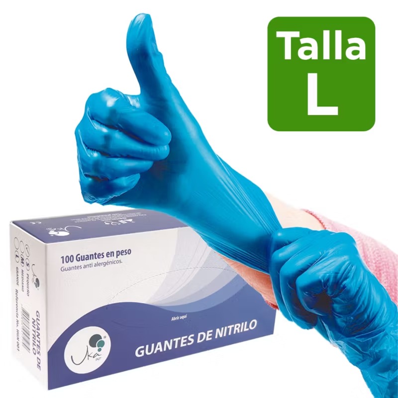 GUANTE NITRILO AZUL UKAINT T:L CAJA X 100 UNIDADES