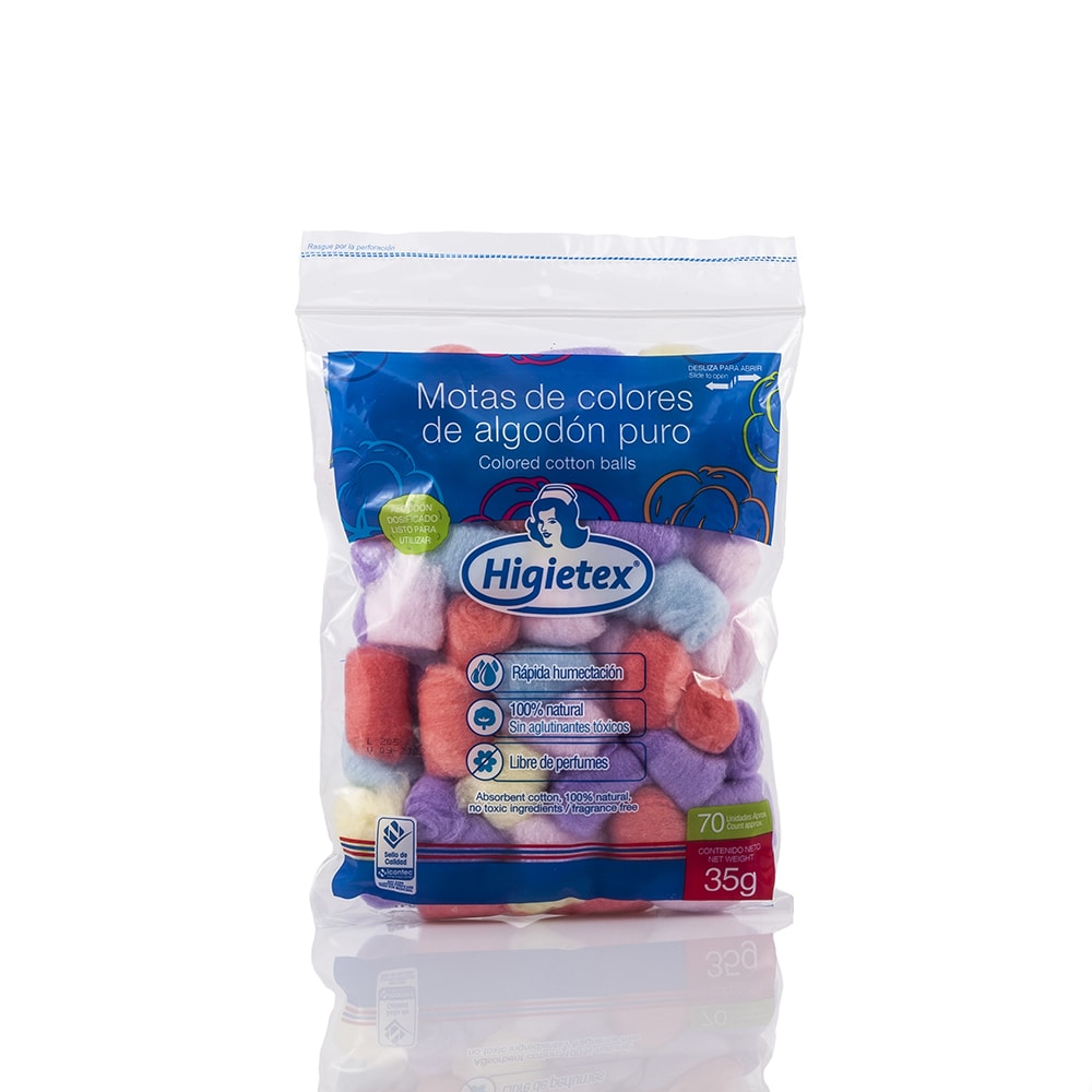 ALGODON MOTAS COLORES X35GR HIGIETEX