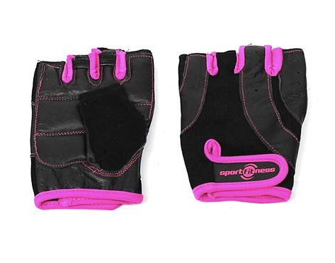 GUANTE DE GIMNASIO CUERO T:M NEG/ROSA