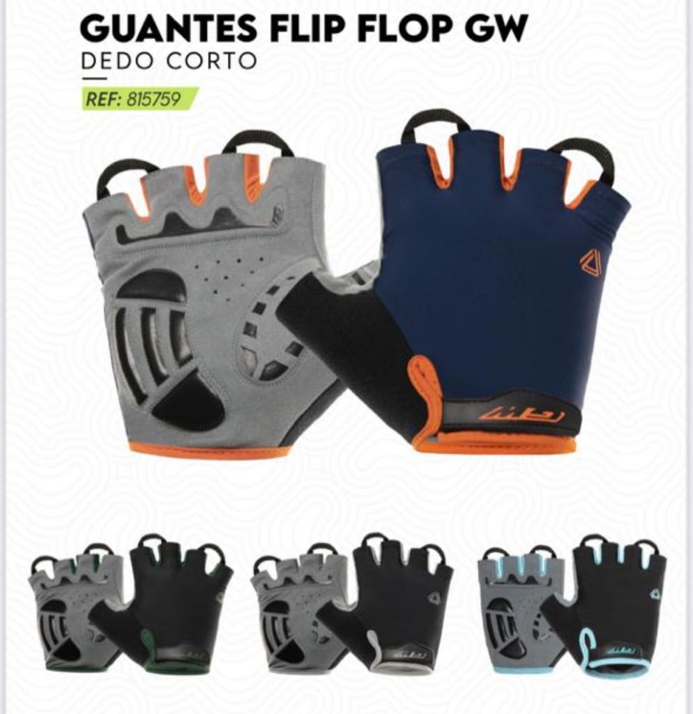 GUANTES DEPORTIVOS  CORTOS FLIP FLOP GW T:M NEGRO/MENTA