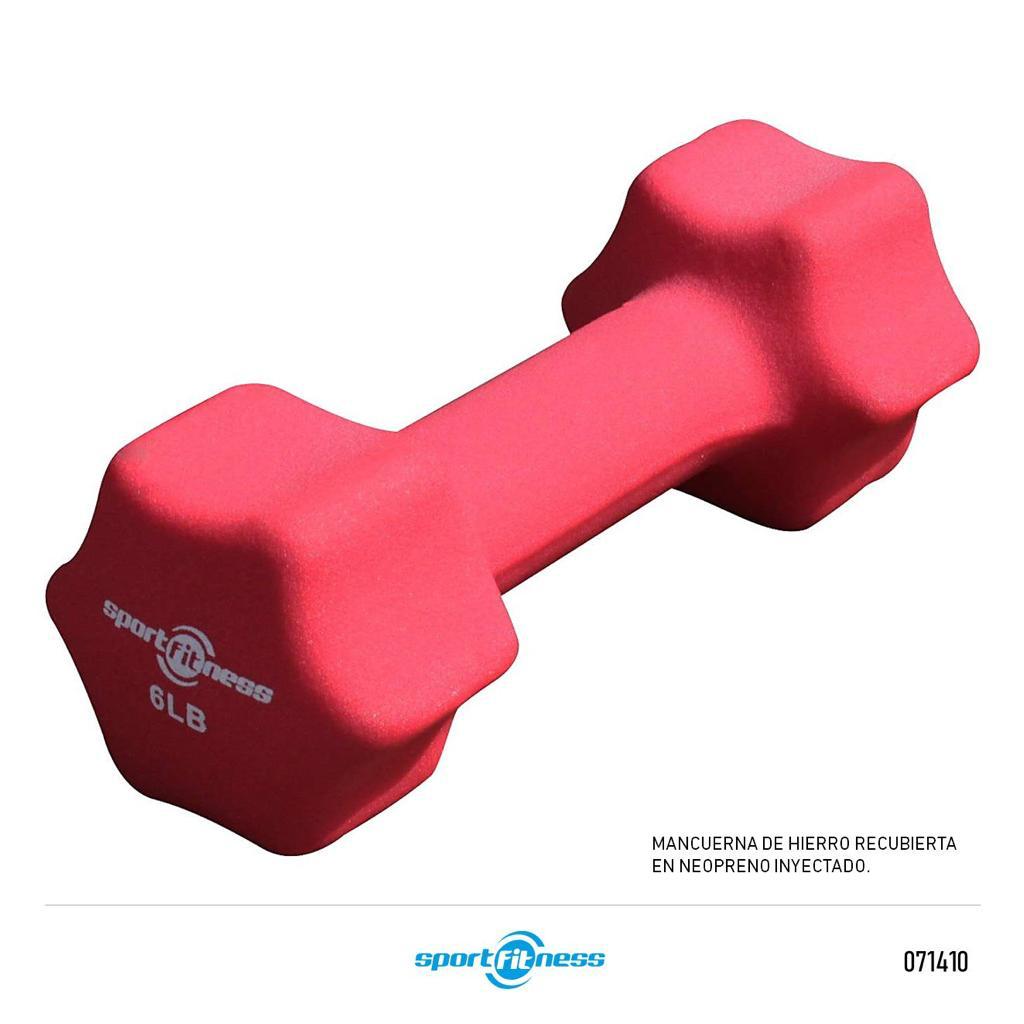 MANCUERNAS 6LBR EN NEOPRENO ROJO SPORT FITNESS