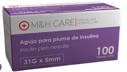 [7708989349853] AGUJA PLUMA DE INSULINA 31GX5MM M&amp;H CARE