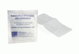 [17708481795377] ALMOHADILLA CON ALCOHOL CON CLORHEXIDINA 90X45mm CAJA X100 LIFE CARE