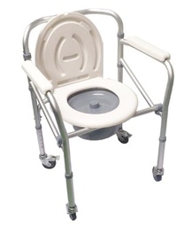 [KP2-89664R] COMODO SANITARIO ACERO CON RODACHINES NEGROS